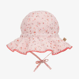 Laranjinha-Baby Girls Pink Check & Floral Sun Hat | Childrensalon Outlet