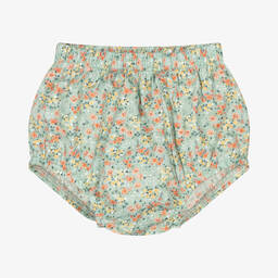 Laranjinha-طقم شورت قطن لون أخضر أكوا وأبيض للمولودات | Childrensalon Outlet