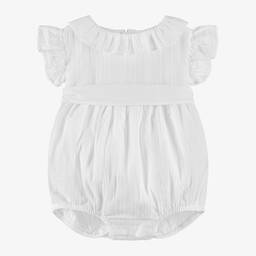 Laranjinha-Baby Girls White Cotton Shortie | Childrensalon Outlet
