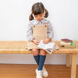 Laranjinha-Beige Corduroy Pinafore Dress | Childrensalon Outlet