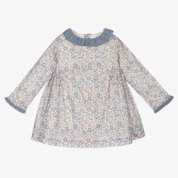Laranjinha-Blue & Beige Floral Dress Set | Childrensalon Outlet