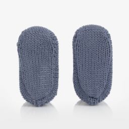 Laranjinha-Blue Knitted Baby Booties | Childrensalon Outlet
