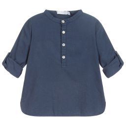 Chic by Laranjinha-قميص قطن و كتّان لون كحلي | Childrensalon Outlet