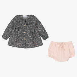Laranjinha-Blue & Pink Floral Shorts Set | Childrensalon Outlet