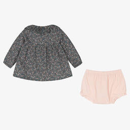 Laranjinha-Blue & Pink Floral Shorts Set | Childrensalon Outlet