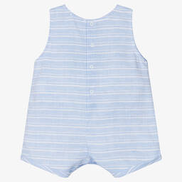 Laranjinha-Blue Striped Cotton Linen Baby Shortie | Childrensalon Outlet