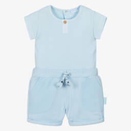 Laranjinha-Boys Azure Cotton Short Ensemble | Childrensalon Outlet