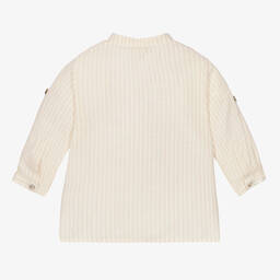 Laranjinha-قميص قطن مقلم لون بيج وعاجي للأولاد | Childrensalon Outlet