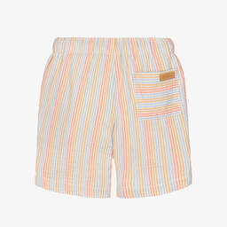 Laranjinha-Boys Beige Stripe Cotton Shorts | Childrensalon Outlet