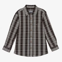 Laranjinha-Boys Black Cotton Check Shirt | Childrensalon Outlet