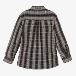 Laranjinha-Boys Black Cotton Check Shirt | Childrensalon Outlet
