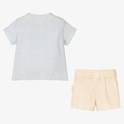 Laranjinha-طقم شورت أطفال ولادي قطن لون أزرق وبيج | Childrensalon Outlet