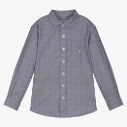 Laranjinha-Boys Blue Check Cotton Shirt | Childrensalon Outlet