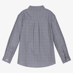 Laranjinha-Boys Blue Check Cotton Shirt | Childrensalon Outlet