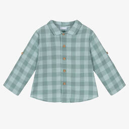 Laranjinha-Boys Blue Check Cotton Shirt | Childrensalon Outlet