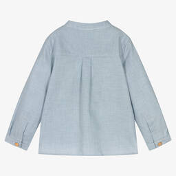 Laranjinha-Голубая хлопковая рубашка без воротника | Childrensalon Outlet