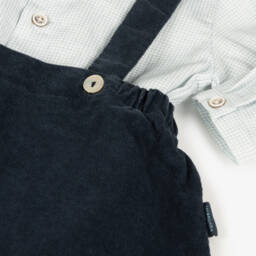 Laranjinha-Boys Blue Corduroy Shorts Ensemble | Childrensalon Outlet