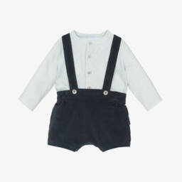 Laranjinha-Boys Blue Corduroy Shorts Ensemble | Childrensalon Outlet
