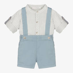 Laranjinha-Рубашка в полоску и голубые шорты из хлопка | Childrensalon Outlet