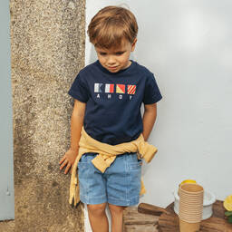 Laranjinha-Boys Blue Denim Pocket Shorts | Childrensalon Outlet