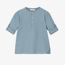 Laranjinha-Голубая полурубашка из хлопка и льна | Childrensalon Outlet
