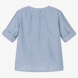 Laranjinha-Хлопковая полурубашка в голубую полоску | Childrensalon Outlet