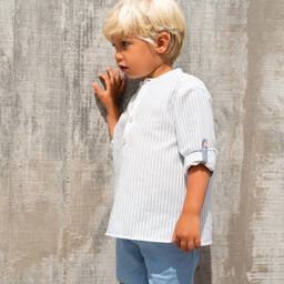 Laranjinha-Хлопковая полурубашка в синюю полоску | Childrensalon Outlet