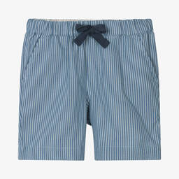 Laranjinha-Boys Blue Striped Cotton Shorts | Childrensalon Outlet