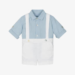 Laranjinha-Комплект льняных шортов синий и белый для мальчиков | Childrensalon Outlet