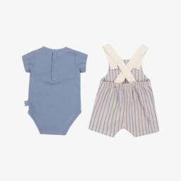 Laranjinha-طقم دنغري قطني للأولاد بخطوط زرقاء | Childrensalon Outlet