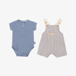 Laranjinha-طقم دنغري قطني للأولاد بخطوط زرقاء | Childrensalon Outlet