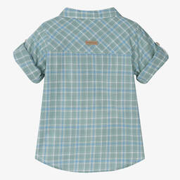 Laranjinha-Boys Green & Blue Cotton Check Shirt | Childrensalon Outlet