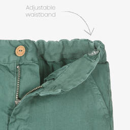 Laranjinha-Boys Green Cotton Chino Shorts | Childrensalon Outlet