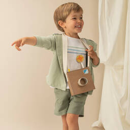 Laranjinha-Boys Green Cotton Shorts | Childrensalon Outlet