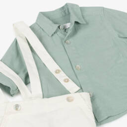 Laranjinha-Комплект льняных шортов зелёного и кремового цвета для мальчиков | Childrensalon Outlet