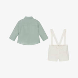 Laranjinha-Комплект льняных шортов зелёного и кремового цвета для мальчиков | Childrensalon Outlet