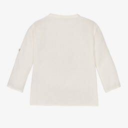 لارانجينا-قميص قطن وكتان لون عاجي للأولاد | Childrensalon Outlet