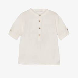 لارانجينا-قميص قطن وكتان لون عاجي للأولاد | Childrensalon Outlet