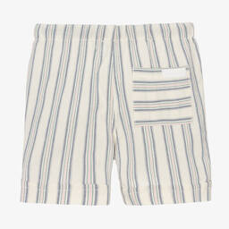 Laranjinha-Boys Ivory Striped Cotton Shorts | Childrensalon Outlet