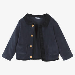 Laranjinha-Boys Navy Blue Fleece Jacket | Childrensalon Outlet