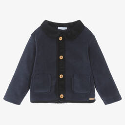 Laranjinha-Boys Navy Blue Fleece Jacket | Childrensalon Outlet