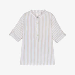 Laranjinha-Кремовый полосатый хлопковый пуловер для мальчиков | Childrensalon Outlet