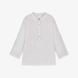 Laranjinha-Кремовый полосатый хлопковый пуловер для мальчиков | Childrensalon Outlet