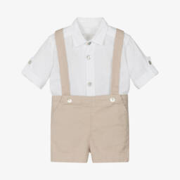 Laranjinha-Комплект из белого и бежевого льна для мальчиков | Childrensalon Outlet