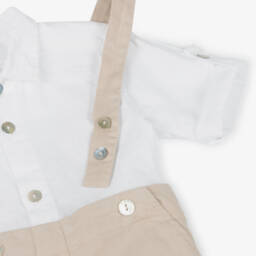 Laranjinha-Комплект из белого и бежевого льна для мальчиков | Childrensalon Outlet