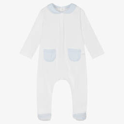 Laranjinha-Бело-голубой хлопковый комбинезон | Childrensalon Outlet