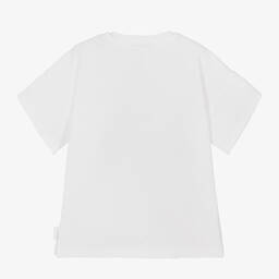 Laranjinha-Boys White Cotton Buttoned T-Shirt | Childrensalon Outlet