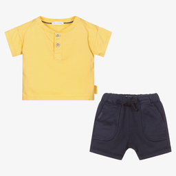 Laranjinha-Boys Yellow & Blue Shorts Set | Childrensalon Outlet