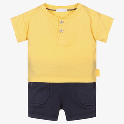Laranjinha-Boys Yellow & Blue Shorts Set | Childrensalon Outlet