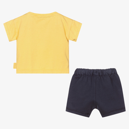 Laranjinha-Boys Yellow & Blue Shorts Set | Childrensalon Outlet